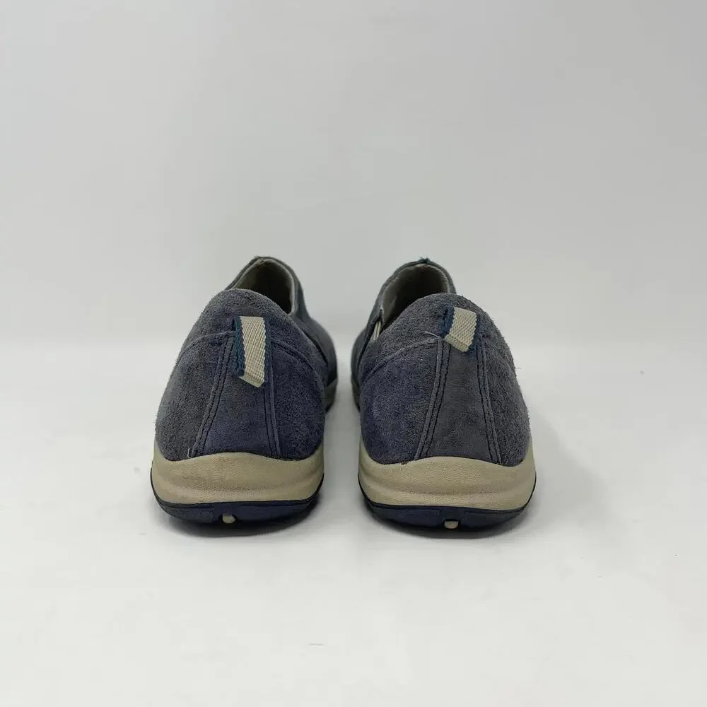 Duluth Trading Slip On Mocs Womens 9.5 Steel‎ Creek Blue Suede Water-Resistant